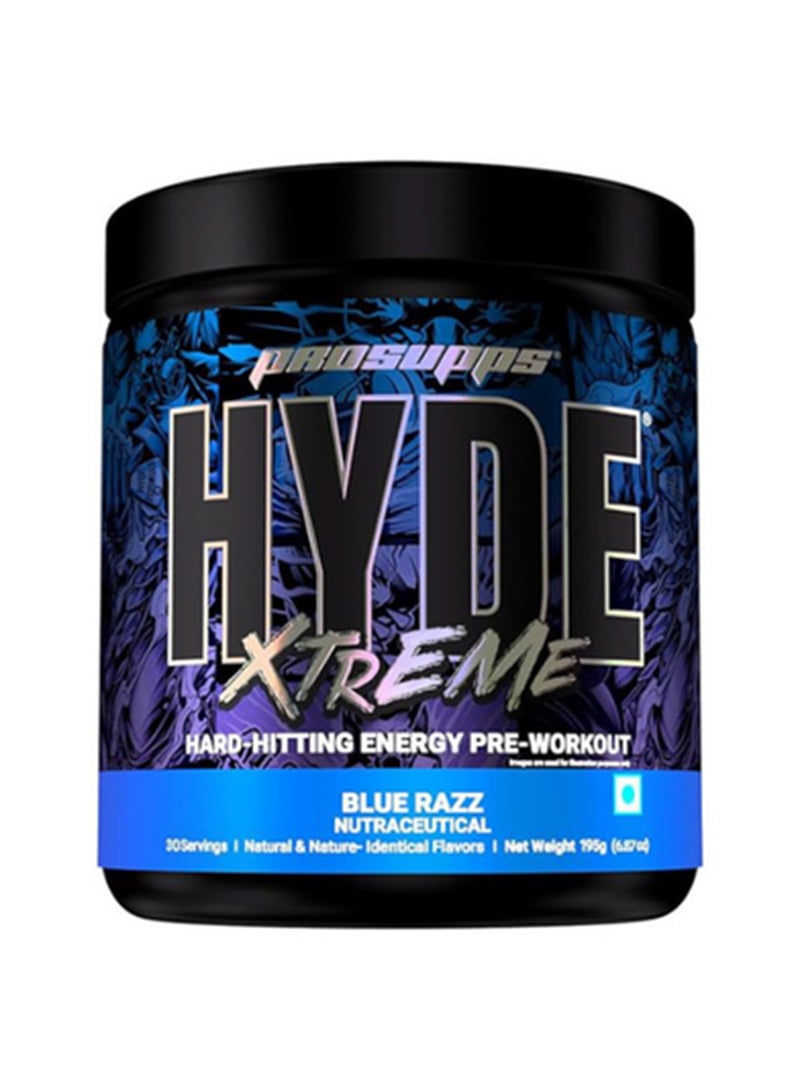Hyde Xtreme High Stimulant Pre-Workout - Blue Razz - 30 Servings - Intense Energy, Laser Focus & Maximum Power With Yohimbe & Caffeine